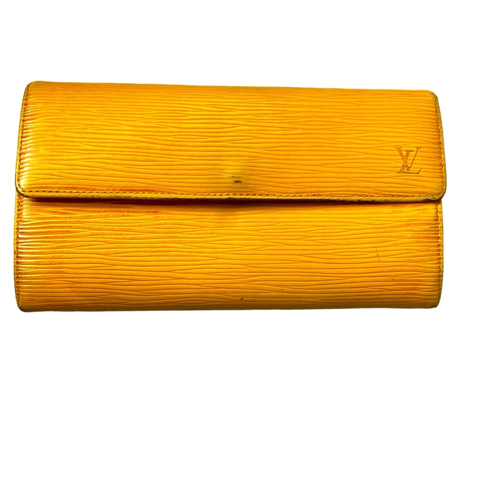 Authentic Vintage Louis Vuitton Yellow Epi Sarah Wallet.